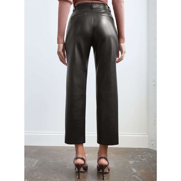 BABATON Aritzia Command Cropped Mid Rise Vegan Leather Pant Sz 00 Black - Picture 2 of 8